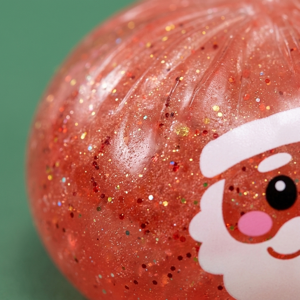 Dumpling Squishy Mystery Candy Navidad — primer plano macro de la textura