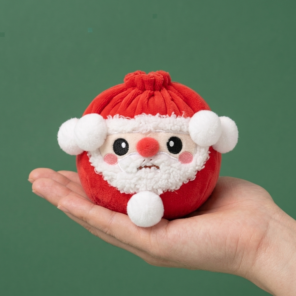 Dumpling Squishy Mystery Navidad en la mano, tamaño real