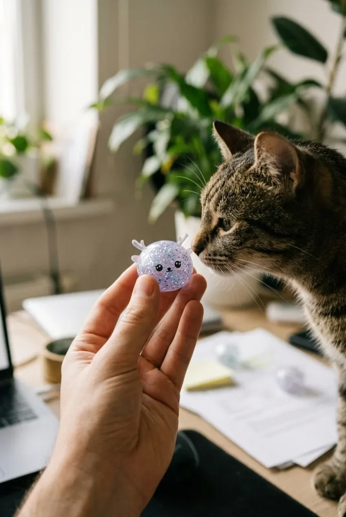 Squishy Dumpling Reno Mystery con Purpurina y un animal