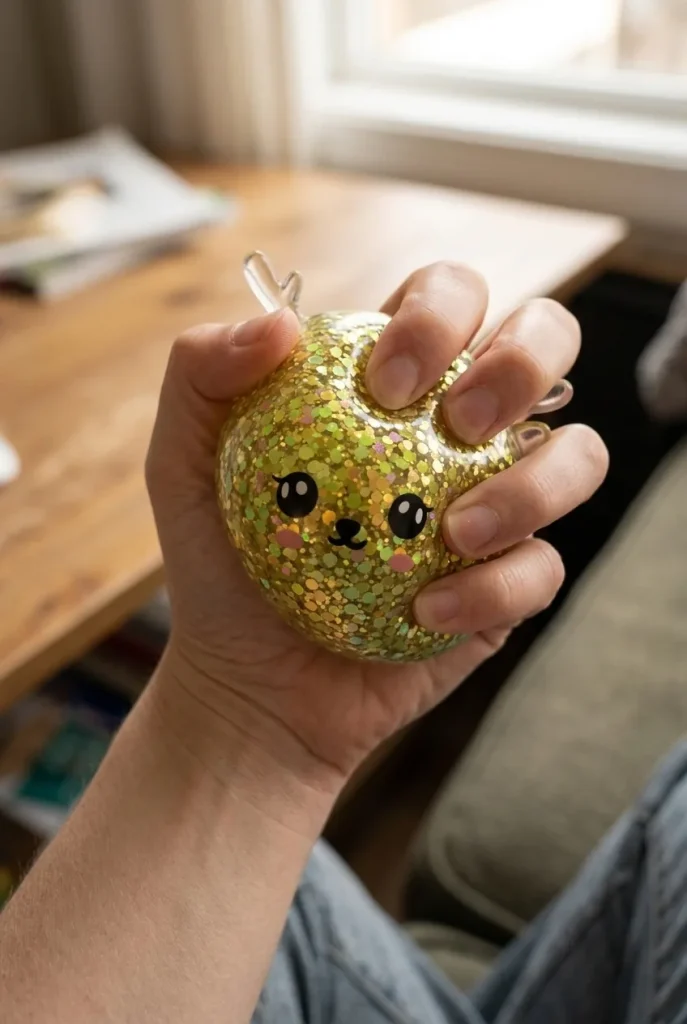 Squishy Dumpling Reno Mystery con Purpurina apretado entre los dedos