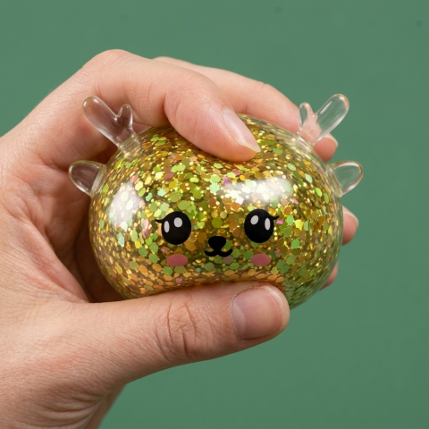 Squishy Dumpling Reno Mystery con Purpurina apretado, material squishy