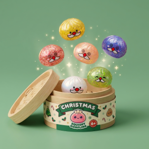Squishy Dumpling Mystery Bigote de Papá Noel — squishy antiestrés slow-rise