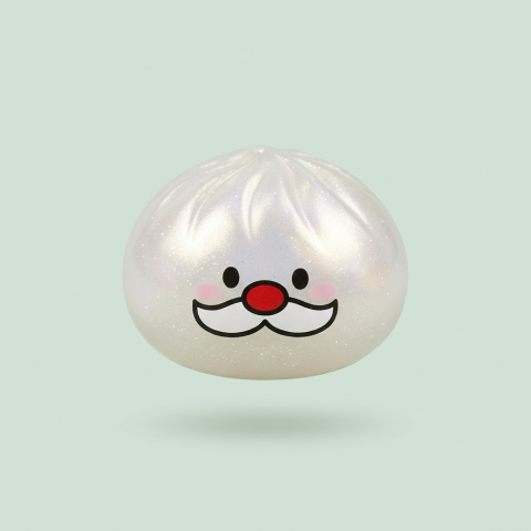Squishy Dumpling Mystery Bigote de Papá Noel — el squishy raro de la caja sorpresa