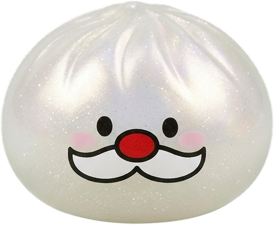 Squishy Dumpling Mystery Bigote de Papá Noel — squishy antiestrés slow-rise