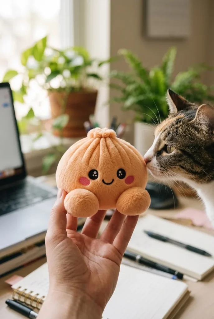 Squishy Dumpling Orange Mandarina y un animal