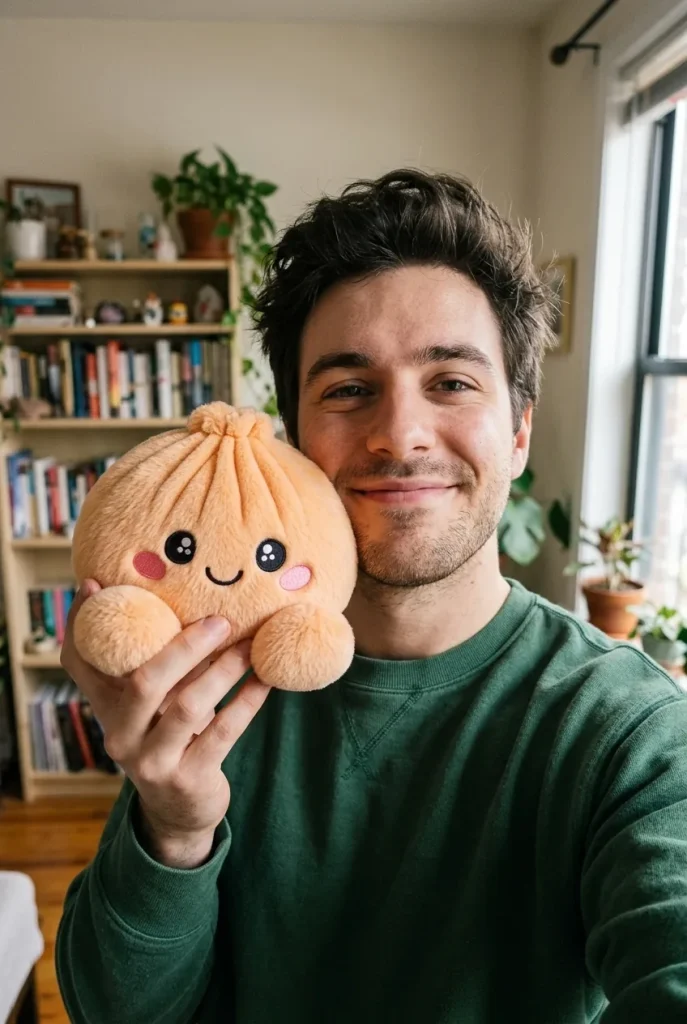 Squishy Dumpling Orange Mandarina cerca de la cara