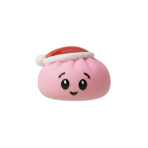 Dumpling Squishy Gorro de Papá Noel Rosa Azúcar — squishy antiestrés slow-rise