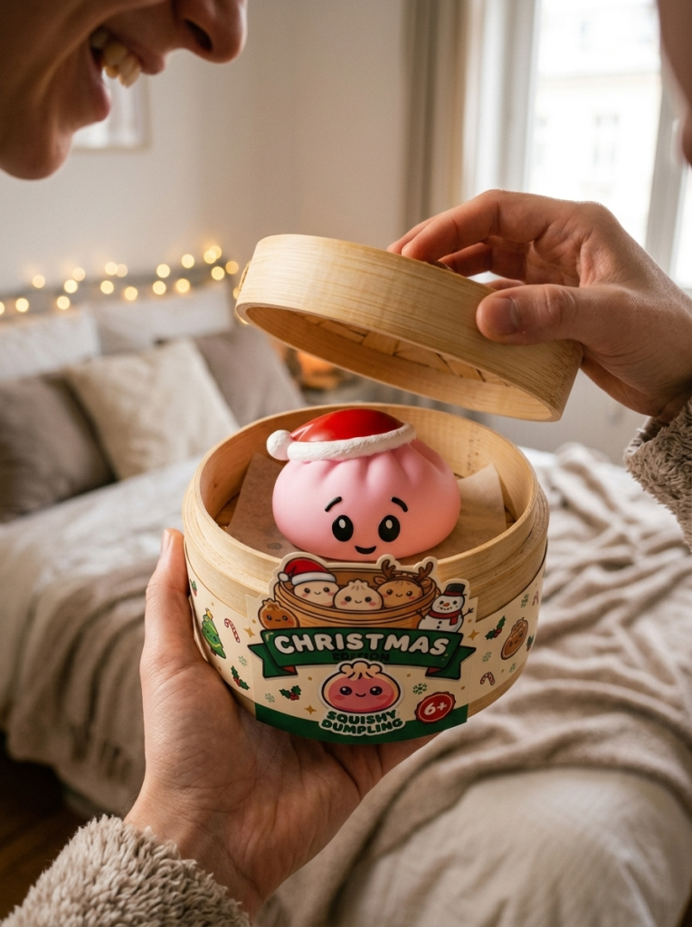 Unboxing de Dumpling Squishy Gorro de Papá Noel Rosa Azúcar