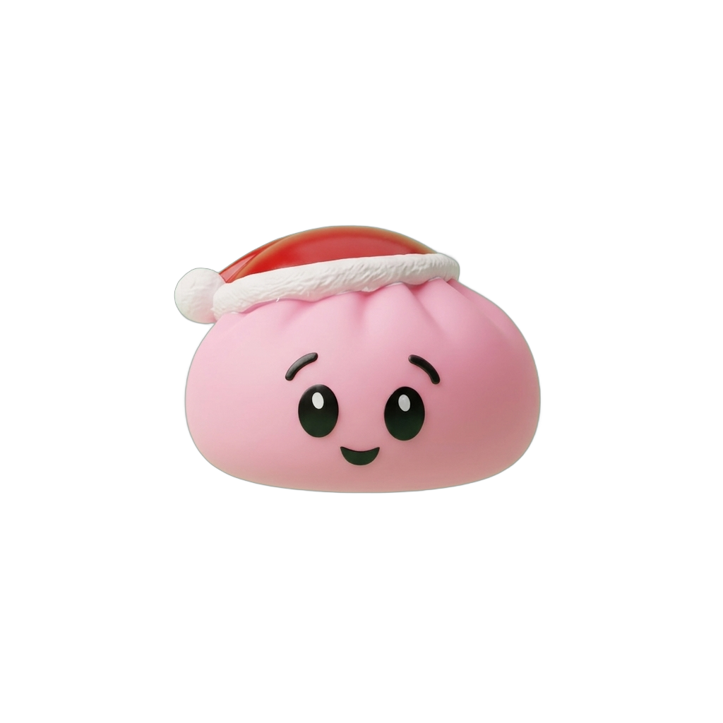 Dumpling Squishy Gorro de Papá Noel Rosa Azúcar — squishy antiestrés slow-rise
