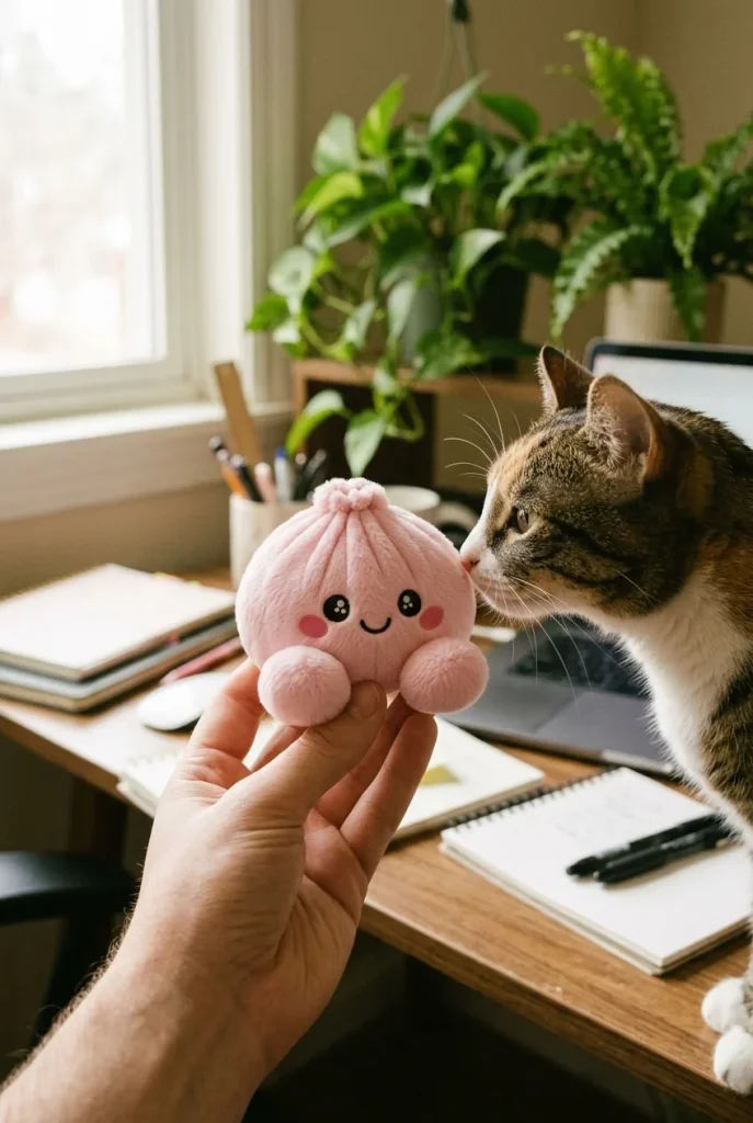 Dumpling Squishy Rose Peluche Peonía y un animal