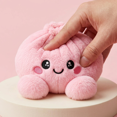 Dumpling Squishy Rose Peluche Peonía — efecto slow-rise, la espuma recupera su forma