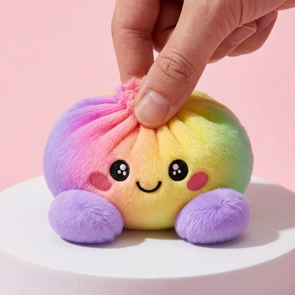 Squishy Dumpling Arcoíris Pastel — efecto slow-rise, la espuma recupera su forma