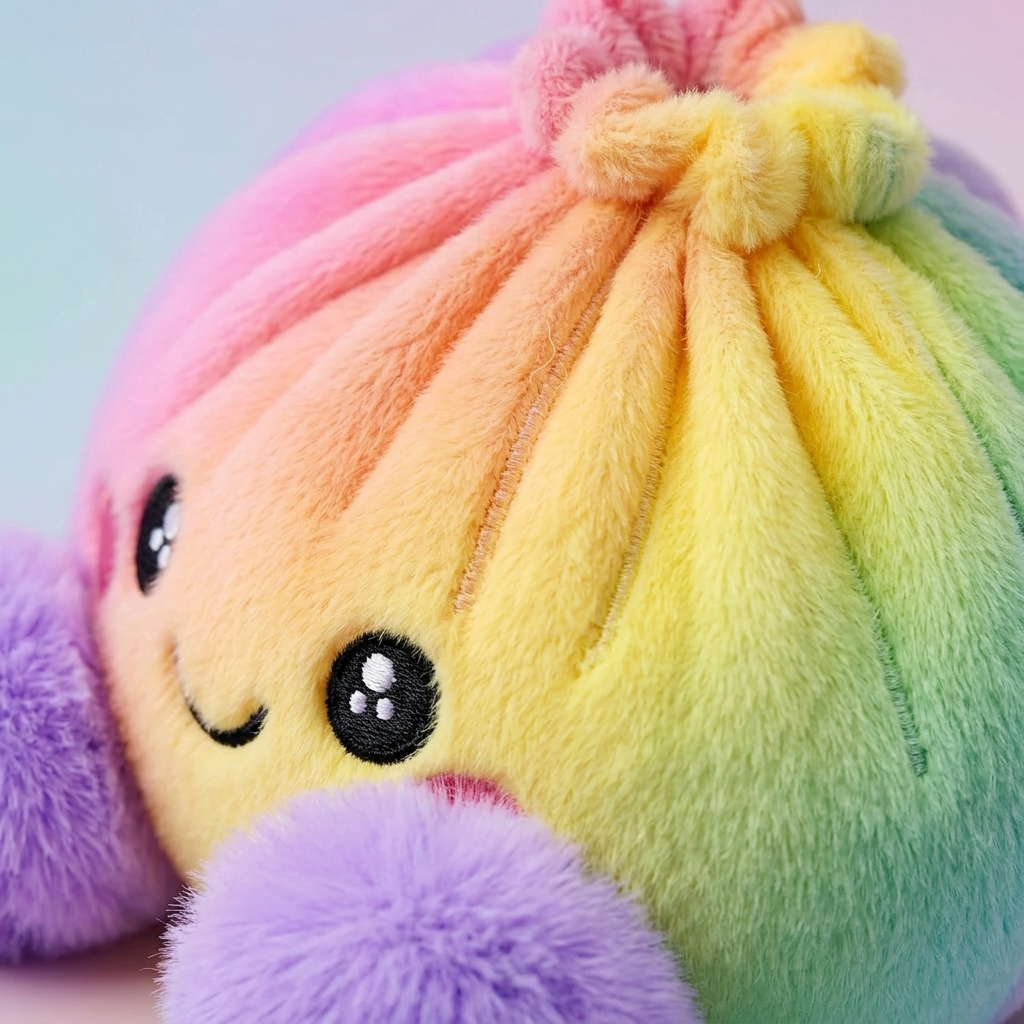 Squishy Dumpling Arcoíris Pastel — primer plano macro de la textura