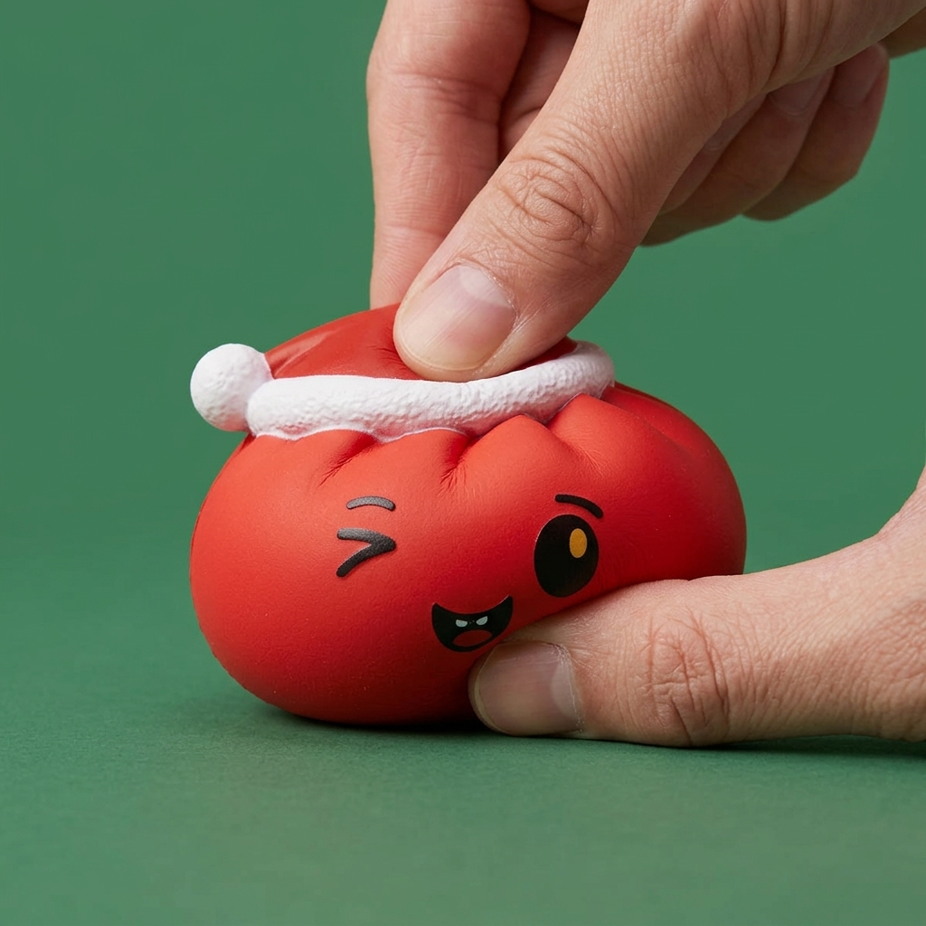 Squishy Dumpling Gorro Navideño Rojo apretado, material squishy