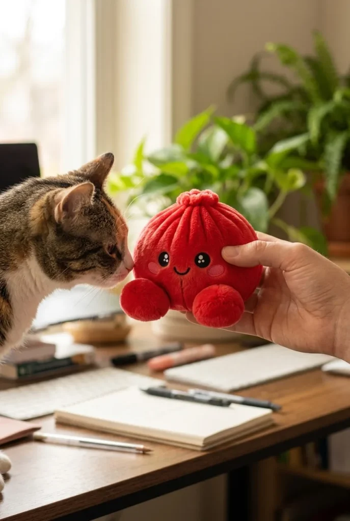 Dumpling Squishy Peluche Rojo Rubí y un animal