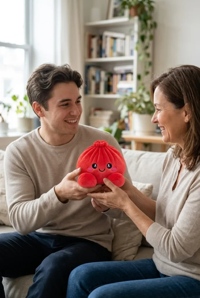 Dumpling Squishy Peluche Rojo Rubí de regalo