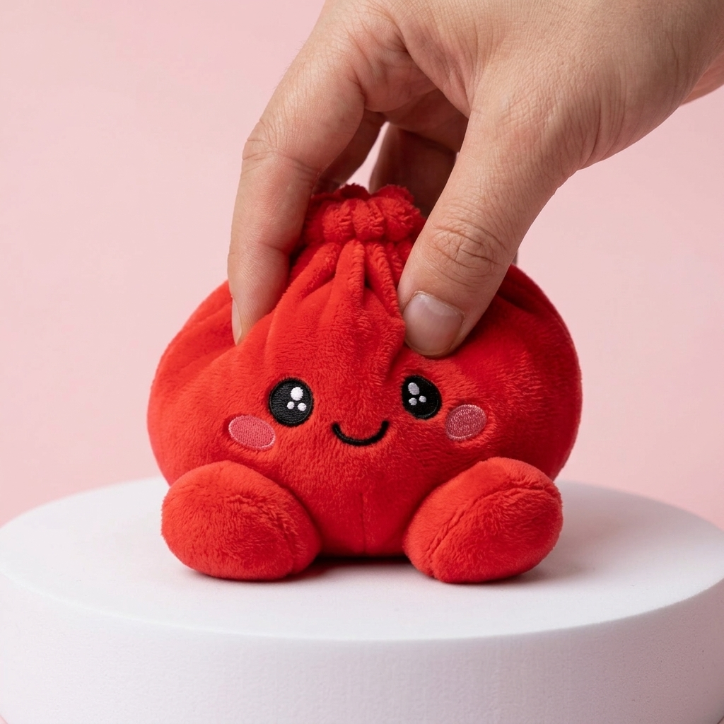 Dumpling Squishy Peluche Rojo Rubí apretado, material squishy