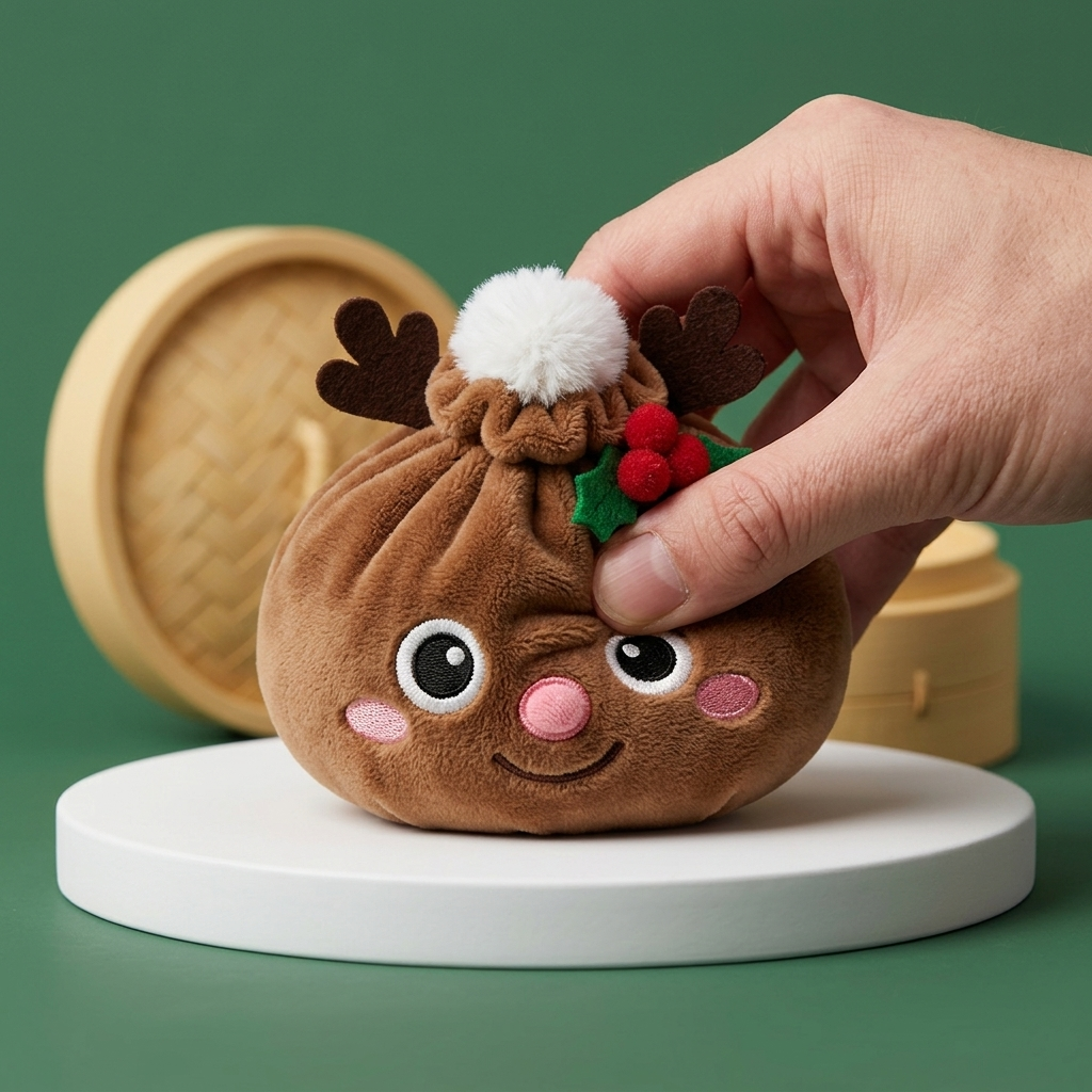 Dumpling Squishy Reno de Navidad — efecto slow-rise, la espuma recupera su forma