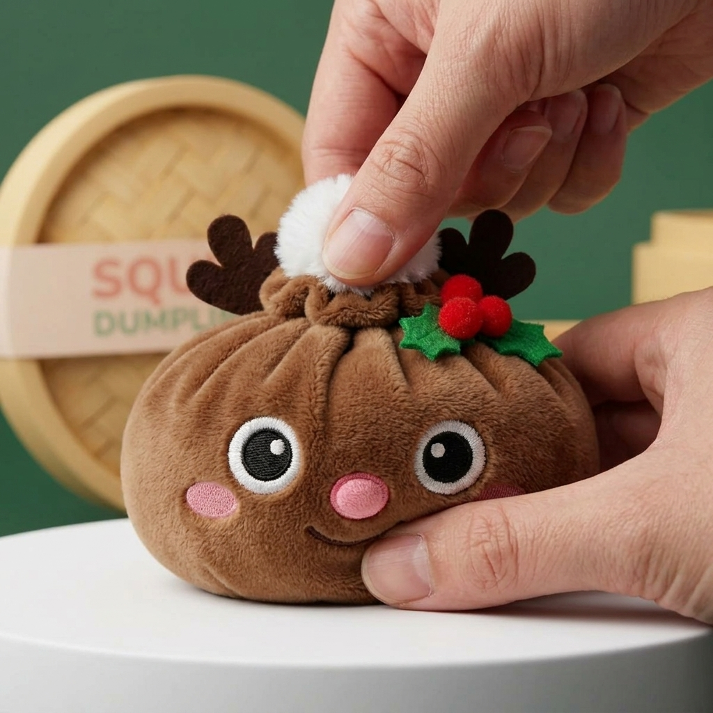 Dumpling Squishy Reno de Navidad apretado, material squishy