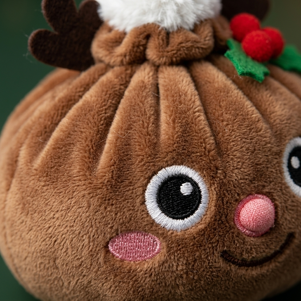 Dumpling Squishy Reno de Navidad — primer plano macro de la textura
