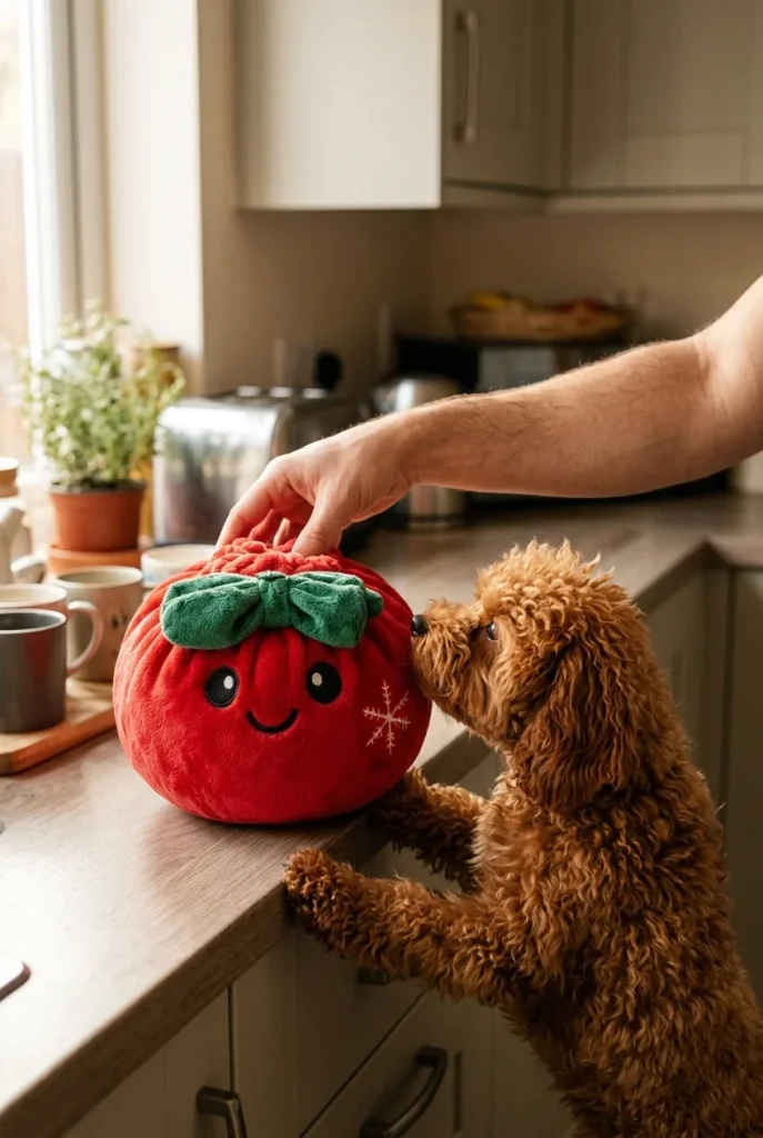 Squishy Dumpling Lazo Navideño Rojo y un animal