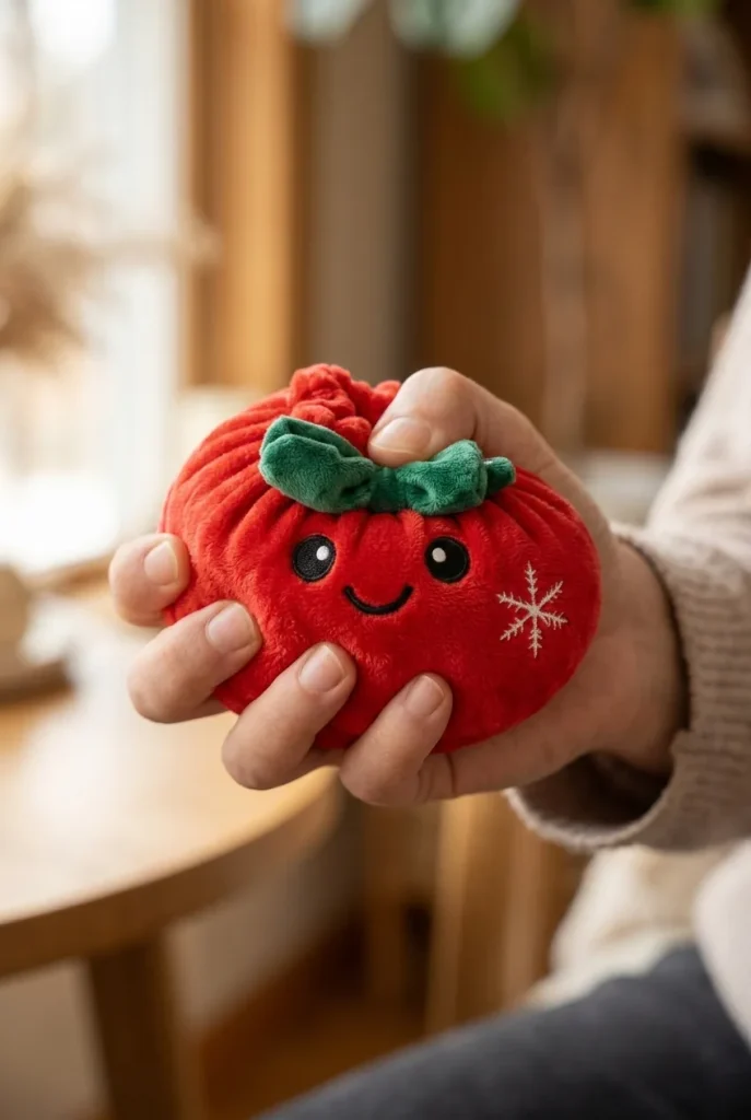 Squishy Dumpling Lazo Navideño Rojo apretado entre los dedos