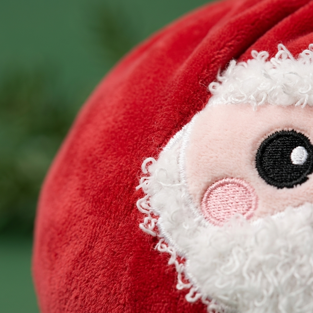 Squishy Dumpling Santa Claus — primer plano macro de la textura