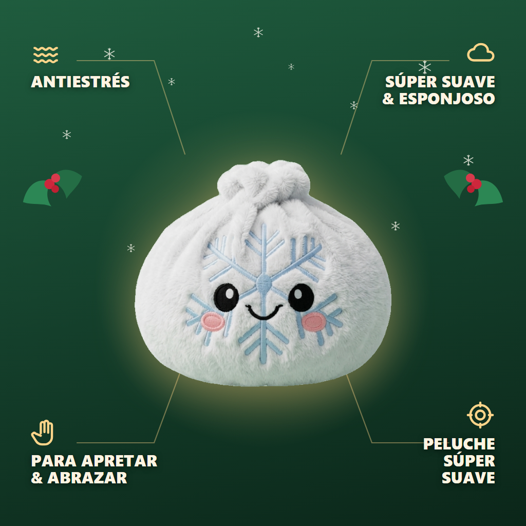 Snowflake Dumpling Squishy Invierno — antiestrés, ultra blando, efecto slow-rise