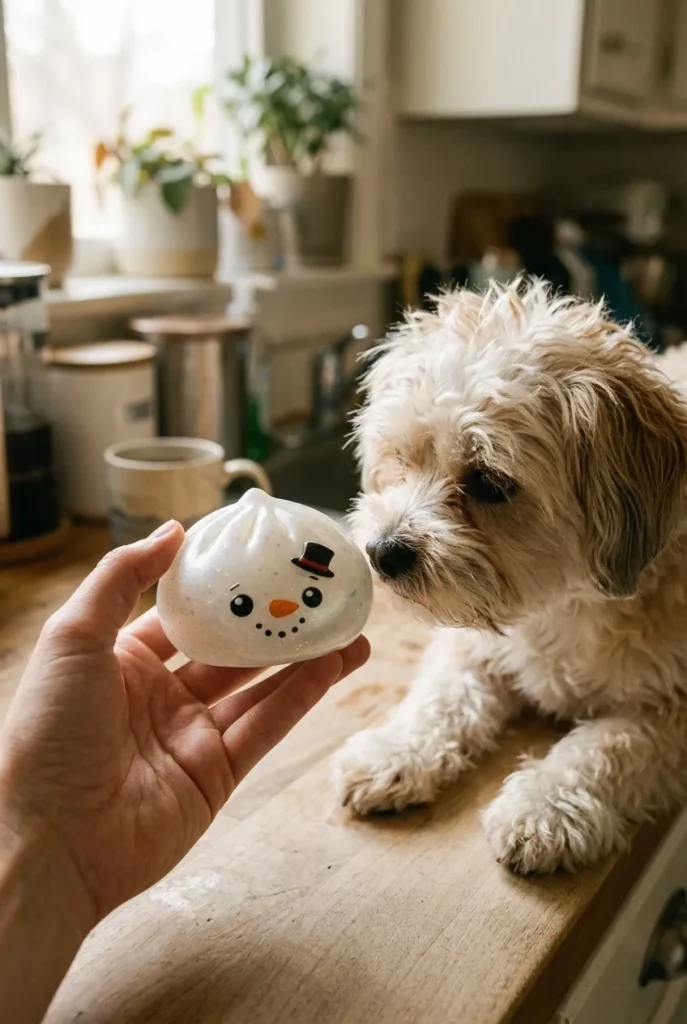 Dumpling Squishy Glitter Muñeco de Nieve y un animal
