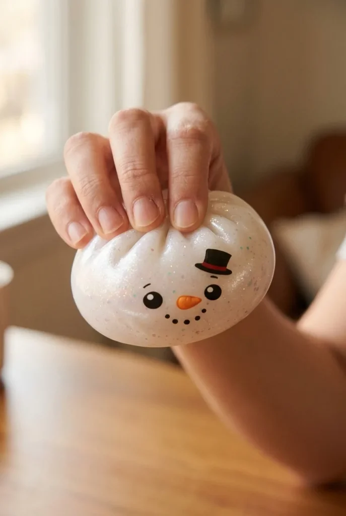 Dumpling Squishy Glitter Muñeco de Nieve apretado entre los dedos