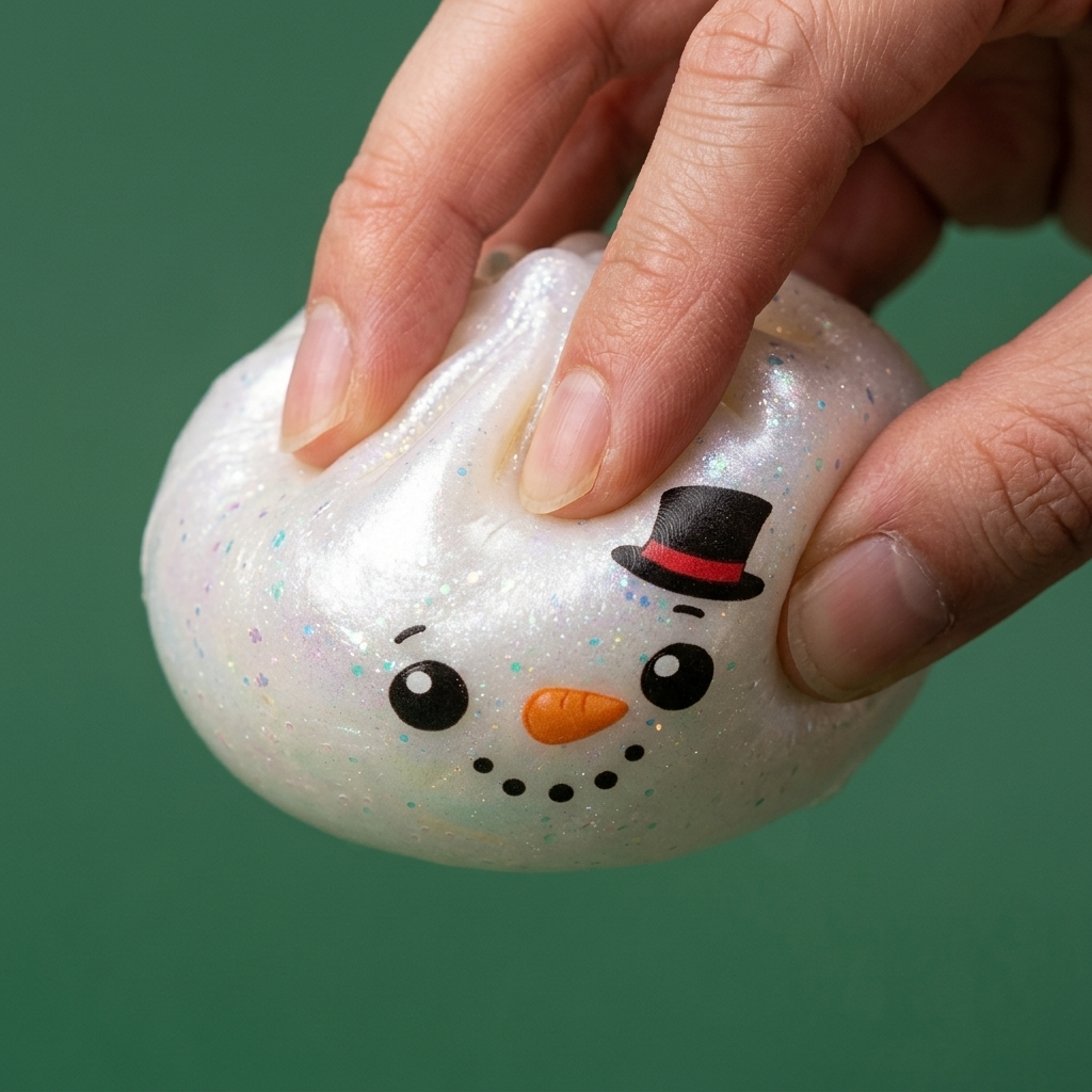 Dumpling Squishy Glitter Muñeco de Nieve — efecto slow-rise, la espuma recupera su forma