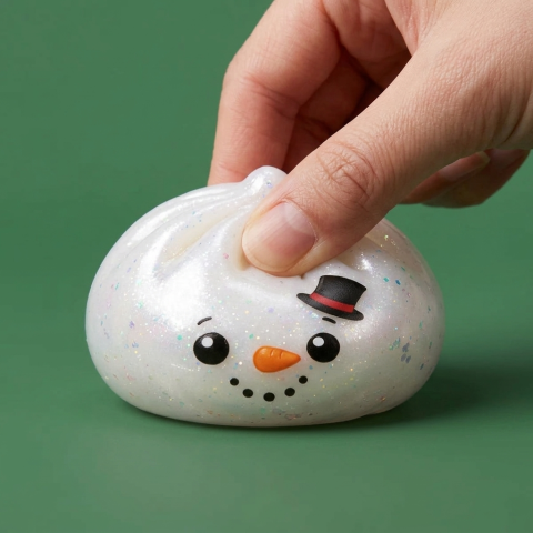 Dumpling Squishy Glitter Muñeco de Nieve apretado, material squishy