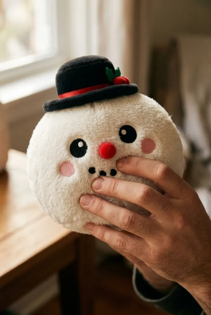 Dumpling Squishy Muñeco de Nieve con Sombrero de Copa apretado entre los dedos