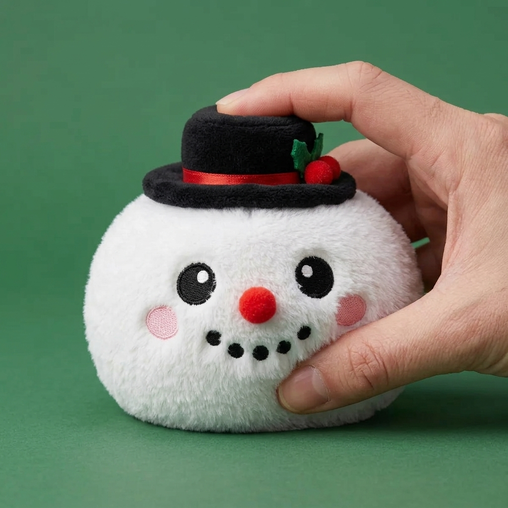 Dumpling Squishy Muñeco de Nieve con Sombrero de Copa apretado, material squishy