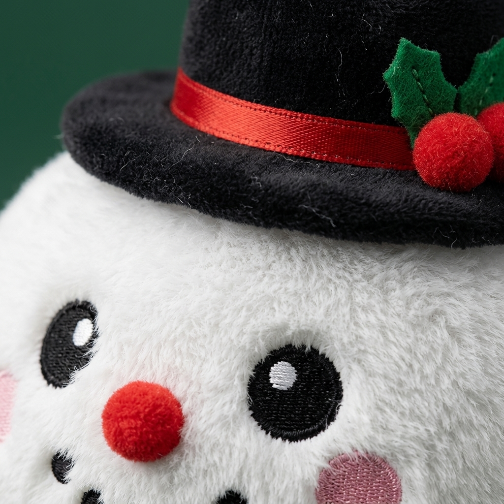 Dumpling Squishy Muñeco de Nieve con Sombrero de Copa — primer plano macro de la textura