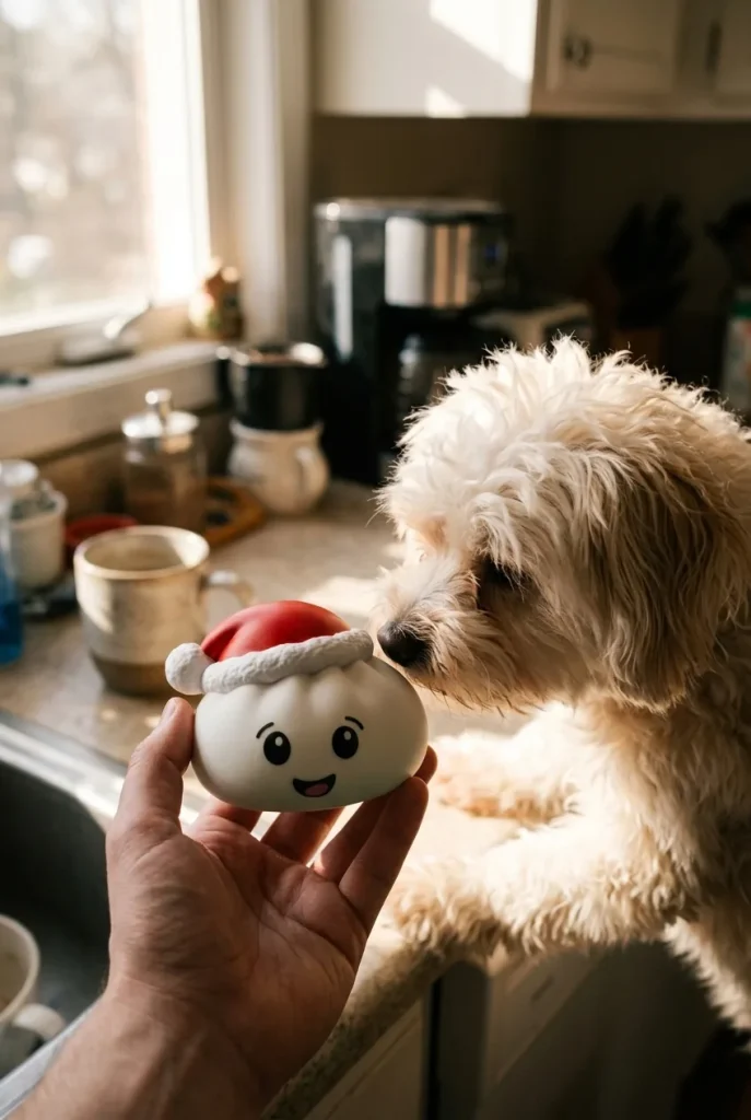 Squishy Dumpling Gorro de Navidad Blanco y un animal