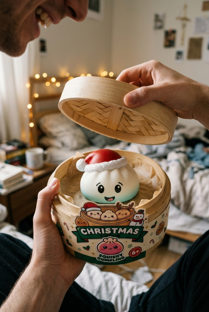 Unboxing de Squishy Dumpling Gorro de Navidad Blanco