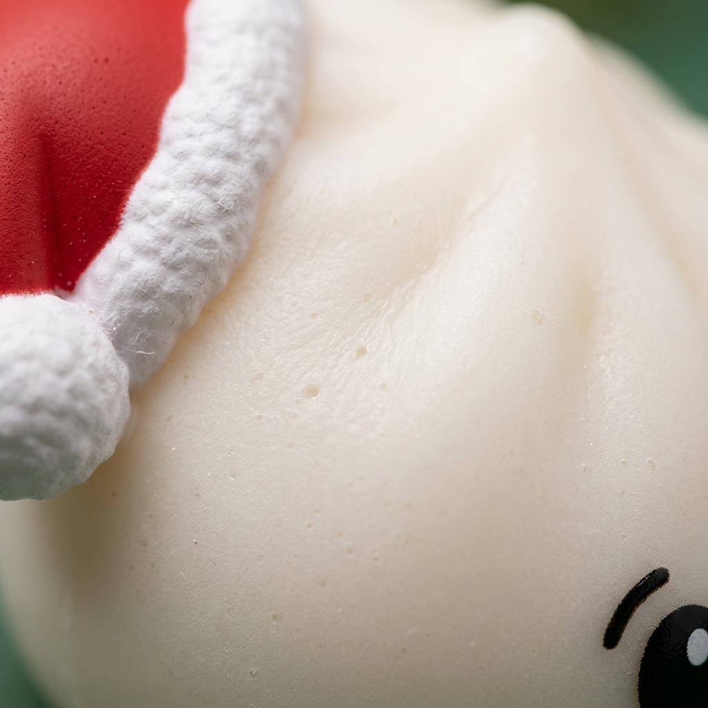 Squishy Dumpling Gorro de Navidad Blanco — primer plano macro de la textura