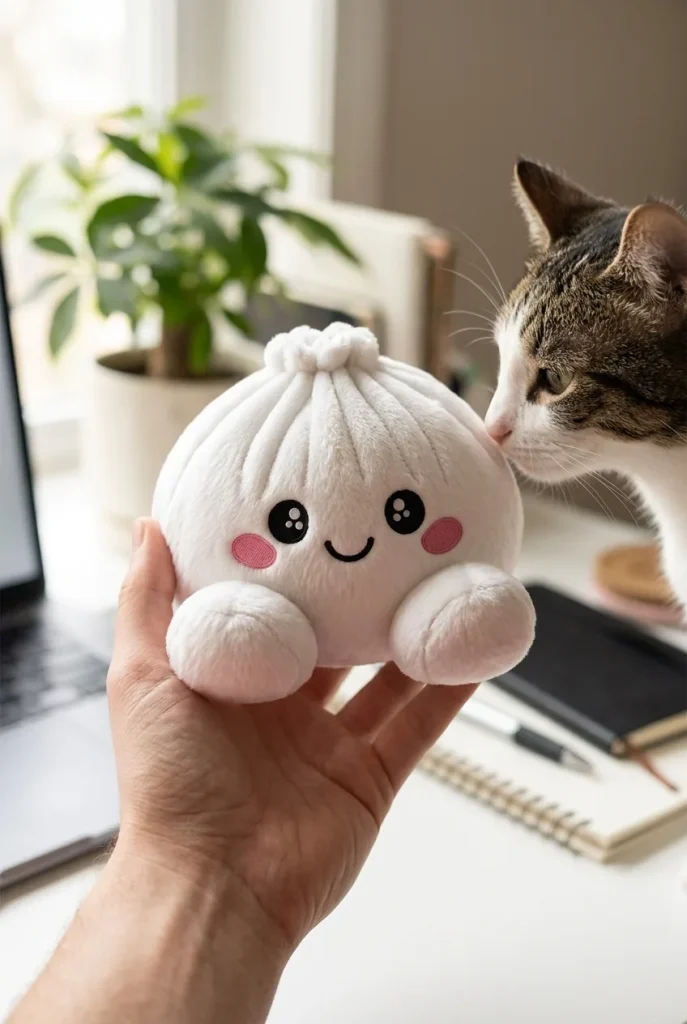 Squishy Dumpling Peluche Blanco Clásico y un animal