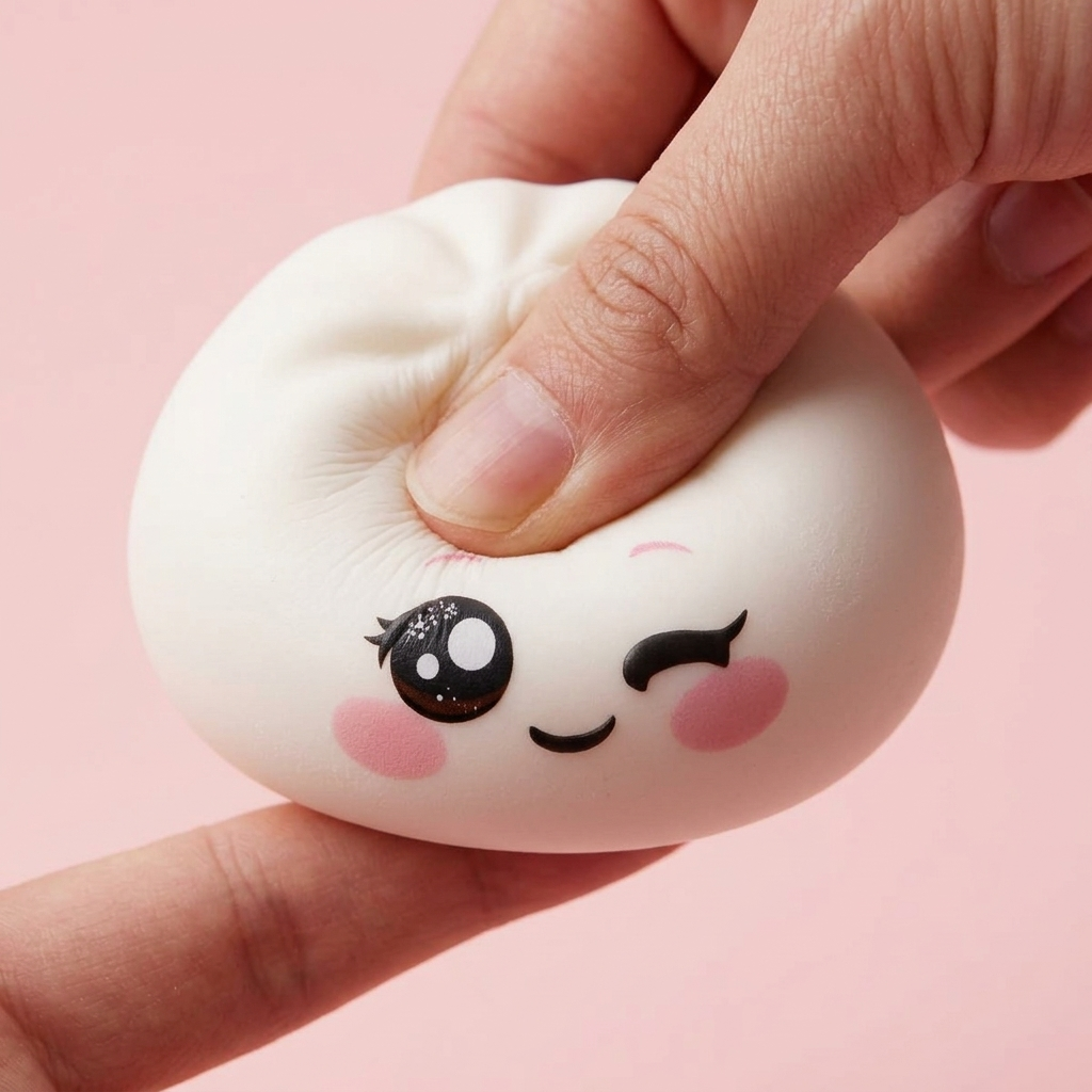 Dumpling Squishy Blanco Guiño — efecto slow-rise, la espuma recupera su forma