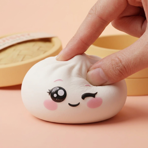 Dumpling Squishy Blanco Guiño apretado, material squishy