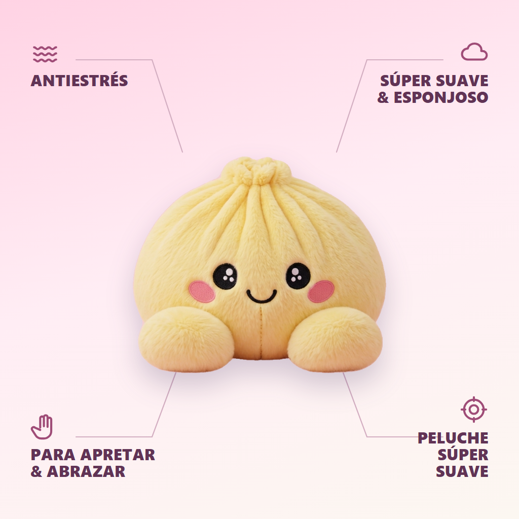 Dumpling Squishy Amarillo Limón — antiestrés, ultra blando, efecto slow-rise