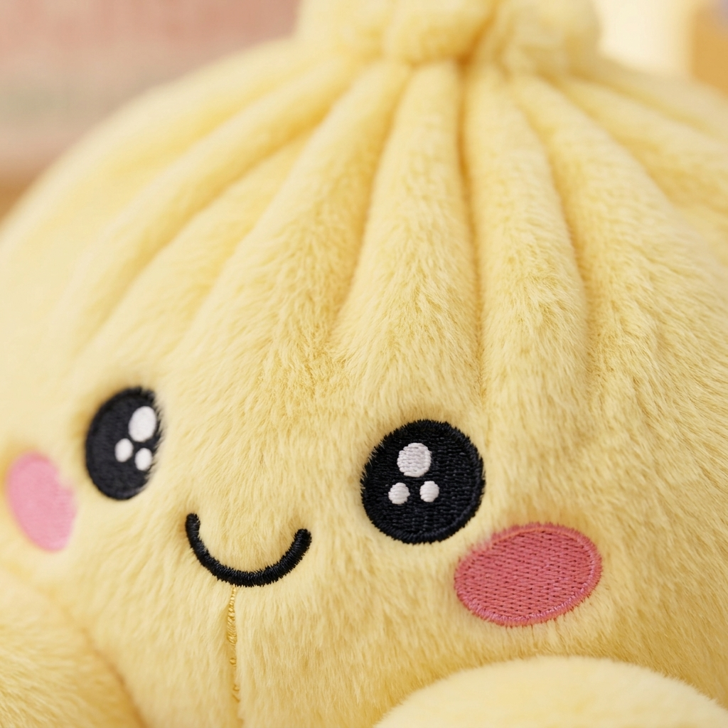 Dumpling Squishy Amarillo Limón — primer plano macro de la textura